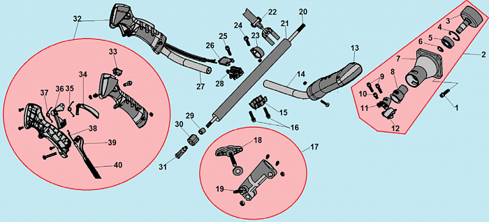7 ВАЛ - ШТАНГА -ТОРОС ГАЗА  ТРИММЕР CHAMPION Т433