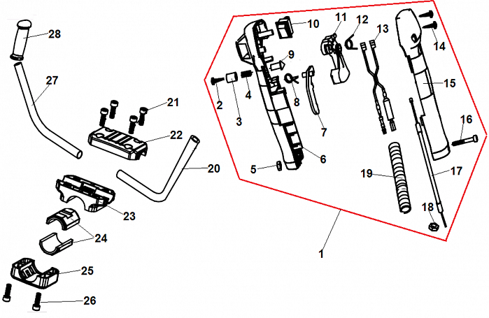 5 ВАЛ - ШТАНГА -ТОРОС ГАЗА  ТРИММЕР CHAMPION Т446