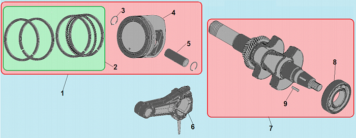5 ПОРШЕНЬ -ЦИЛИНДР -КОЛЕНВАЛ- КОЛЬЦА МОТОПОМПА CHAMPION GTP80H