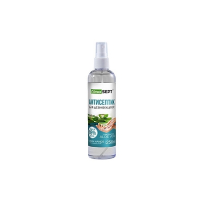 Антисептик 70% 250ml (дезинфицирующее средство) AlmaSept с распылителем